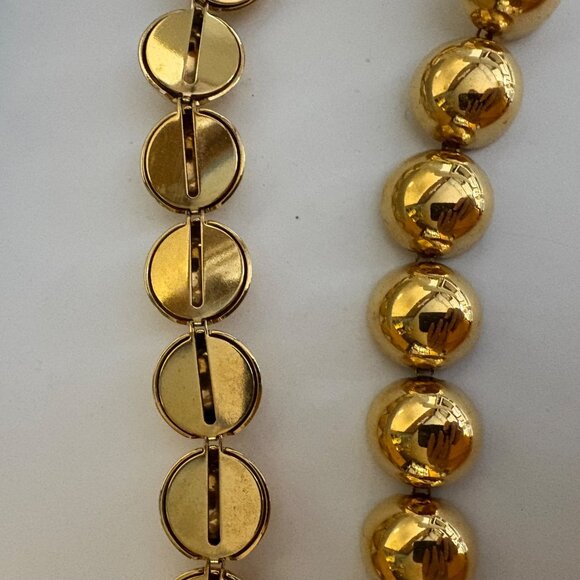 Monet Signed Gold Tone Necklace Chunky Half Domed Choker Statement Jewelry - Picture 5 of 8